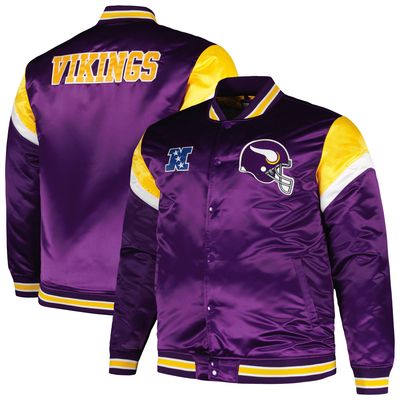 Men's Mitchell & Ness Purple Minnesota Vikings Big & Tall Satin Full-Snap Jacket