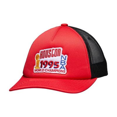 Men's Mitchell & Ness Red Houston Rockets 1995 NBA Finals Champions Hardwood Classics Trucker Snapback Adjustable Hat