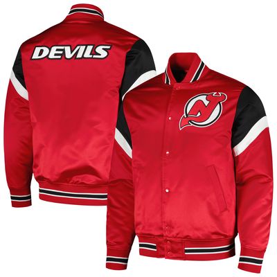 Men's Mitchell & Ness Red New Jersey Devils Midweight Satin Full-Snap Jacket