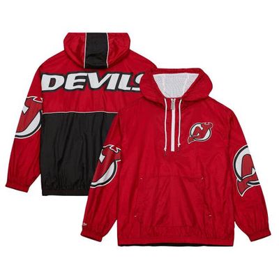 Men's Mitchell & Ness Red New Jersey Devils Team OG 2.0 Anorak Half-Zip Windbreaker Jacket