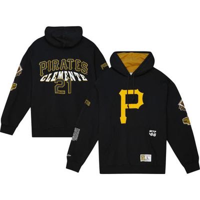 Men's Mitchell & Ness Roberto Clemente Black Pittsburgh Pirates Legends Collection Fleece Pullover Hoodie