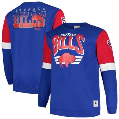 Men's Mitchell & Ness Royal Buffalo Bills Big & Tall Fleece Pullover Sweatshirt