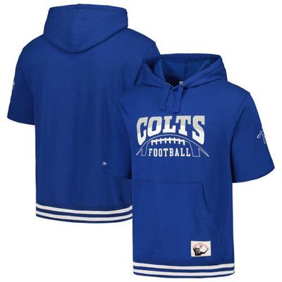 Men's Mitchell & Ness Royal Indianapolis Colts Pre-Game Short Sleeve Pullover Hoodie