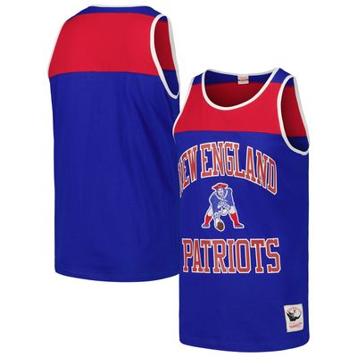 Men's Mitchell & Ness Royal/Red New England Patriots Heritage Colorblock Tank Top