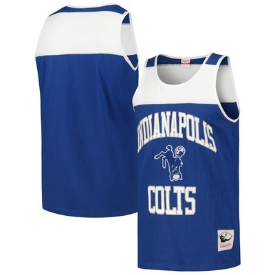 Men's Mitchell & Ness Royal/White Indianapolis Colts Heritage Colorblock Tank Top