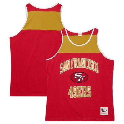 Men's Mitchell & Ness Scarlet/Gold San Francisco 49ers Heritage Colorblock Tank Top