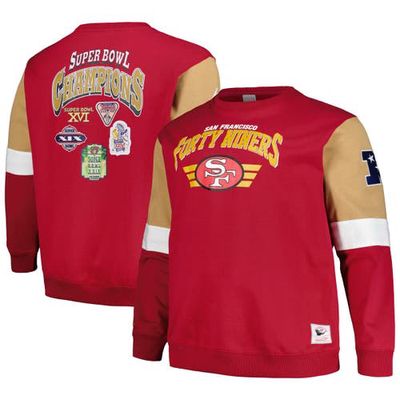 Men's Mitchell & Ness Scarlet San Francisco 49ers Big & Tall Fleece Pullover Sweatshirt