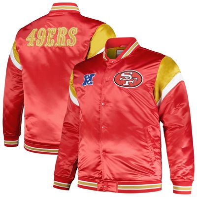 Men's Mitchell & Ness Scarlet San Francisco 49ers Big & Tall Satin Full-Snap Jacket
