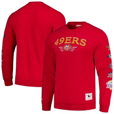 Men's Mitchell & Ness Scarlet San Francisco 49ers Rings 2.0 Pullover Sweatshirt