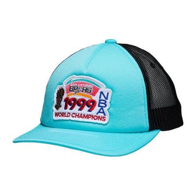 Men's Mitchell & Ness Teal San Antonio Spurs 1999 NBA Finals Champions Hardwood Classics Trucker Snapback Adjustable Hat