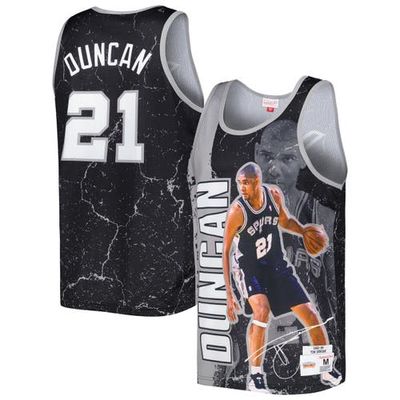 Men's Mitchell & Ness Tim Duncan Black San Antonio Spurs 1998-99 Hardwood Classics Player Burst Tank Top