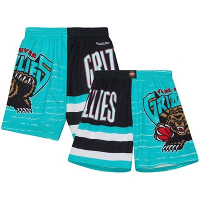 Men's Mitchell & Ness Turquoise/Black Vancouver Grizzlies Jumbotron 3.0 Shorts