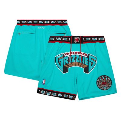 Men's Mitchell & Ness Turquoise Vancouver Grizzlies Hardwood Classics Authentic NBA x Just Don Mesh Shorts