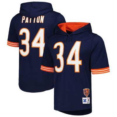 Men's Mitchell & Ness Walter Payton Navy Chicago Bears Retired Player Name & Number Mesh Hoodie T-Shirt