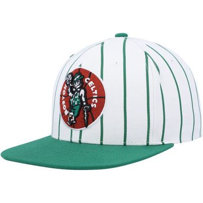 Men's Mitchell & Ness White Boston Celtics Hardwood Classics Pinstripe Snapback Hat