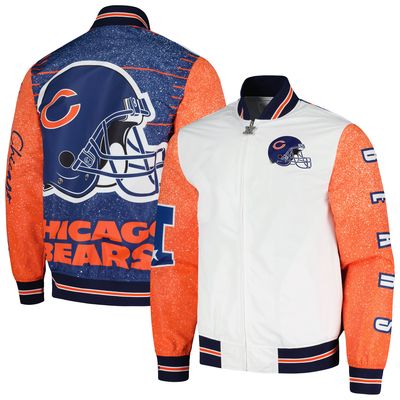 Men's Mitchell & Ness White Chicago Bears Team Burst Warm-Up Full-Zip Jacket