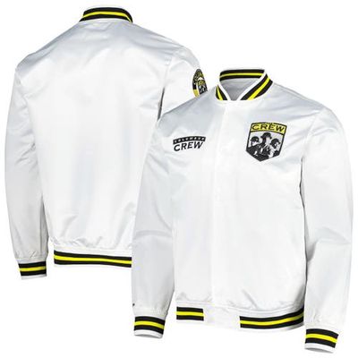 Men's Mitchell & Ness White Columbus Crew City Full-Snap Satin Jacket