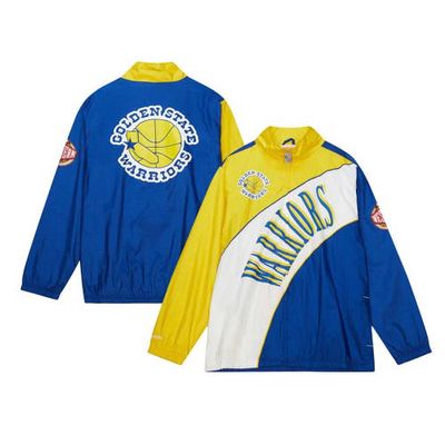 Men's Mitchell & Ness White Golden State Warriors Hardwood Classics Arched Retro Lined Full-Zip Windbreaker Jacket