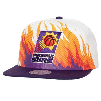 Men's Mitchell & Ness White Phoenix Suns Hot Fire Snapback Hat