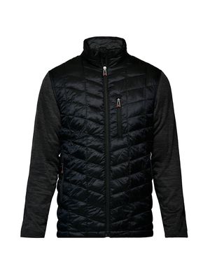 Men's Mix Media Quilted Jacket - Black - Size Small - Black - Size Small