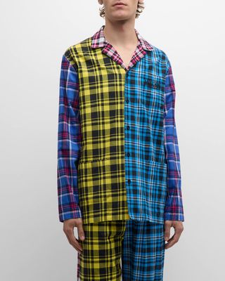 Men's Mixed-Plaid Pajama Set