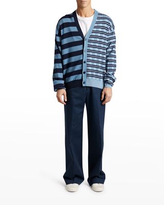 Men's Mixed-Stripe Cardigan Sweater
