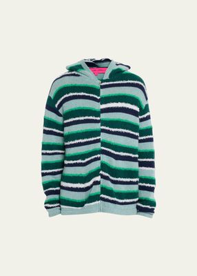 Men's Mixed Stripe Cashmere-Blend Zip Hoodie