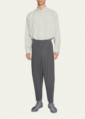 Men's Mixed-Width Plisse Tapered Pants