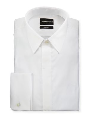 Men's Modern Fit Basic Tuxedo Shirt with Point Collar %26 French Cuffs