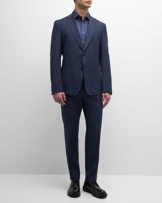 Men's Modern-Fit Cotton Check Suit