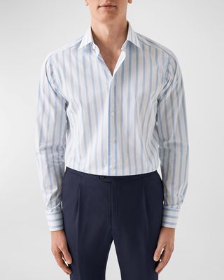 Men's Modern Fit Stripe Elevated Poplin Dress Shirt