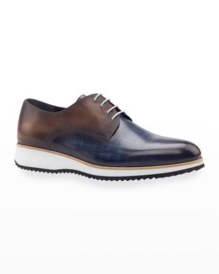 Men's Modus Two-Tone Patina Leather Derby Sneakers
