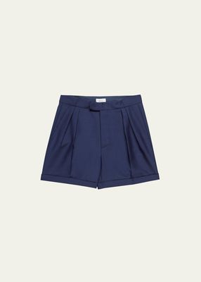 Men's Mohair-Wool Pleated Tailored Shorts