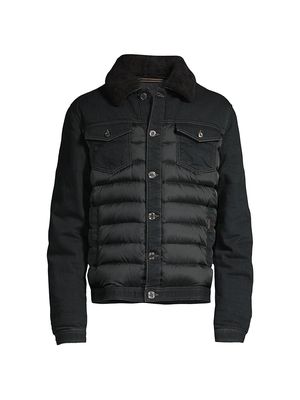 Men's Mondor Denim & Shearling Jacket - Nero - Size 40 - Nero - Size 40