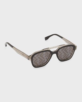 Men's Monogram Acetate Double-Bridge Sunglasses