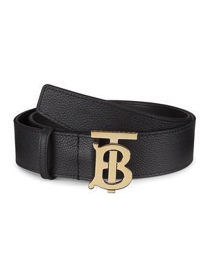 Men's Monogram Leather Belt - Black Gold - Size 32