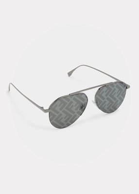 Men's Monogram Lens Metal Aviator Sunglasses