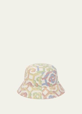 Men's Monogram-Printed Denim Bucket Hat