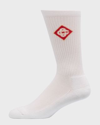 Men's Monogram Ribbed Mid-Calf Socks
