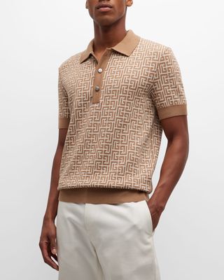 Men's Monogram Wool Linen Polo Shirt