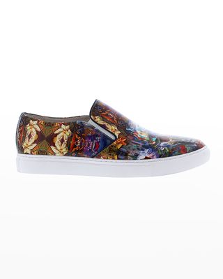 Men's Morcilla Mix Graphic-Print Low-Top Sneakers