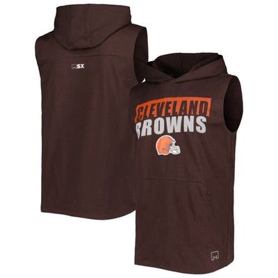 Men's MSX by Michael Strahan Brown Cleveland Browns Relay Sleeveless Pullover Hoodie