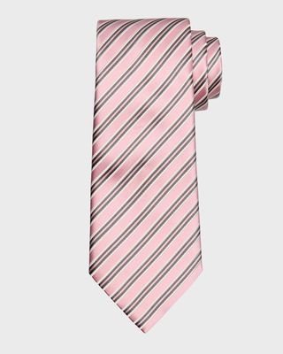 Men's Mulberry Silk and Cotton Stripe Tie