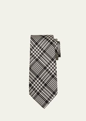 Men's Mulberry Silk Houndstooth Plaid Tie