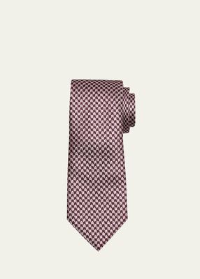 Men's Mulberry Silk Micro-Houndstooth Tie