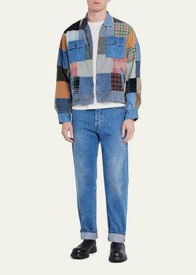 Men's Multi-Fabric Patchwork Blouson Jacket