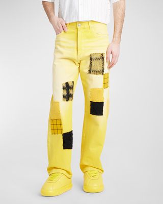 Men's Multi-Patch Colored Denim Jeans