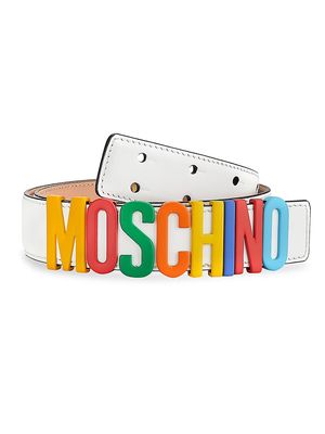 Men's Multicolor Logo Buckle Leather Belt - Fantasy - Size 32