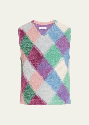 Men's Multicolor Lurex Argyle Sweater Vest