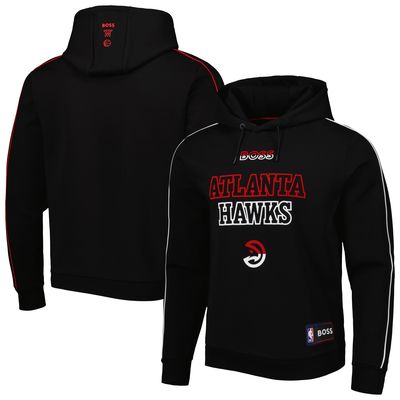 Men's NBA x Hugo Boss Black Atlanta Hawks Team Bounce Tri-Blend Pullover Hoodie